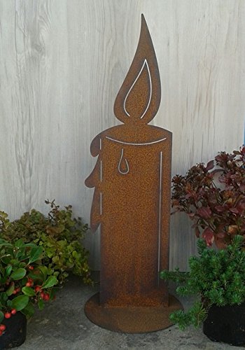terracotta-toepfe-de Kerze 60 cm aus Metall Edelrost Rost Weihnachten Deko Advent