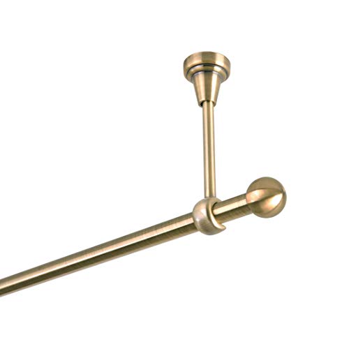Gardinenstange 16 mm 1-Lauf Deckenbefestigung Antik-Gold Metall (280)