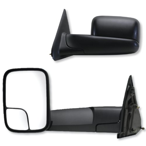 Fit System 60111-12C Towing Mirror Pair for Dodge Ram Pick-Up 1500, 2500/3500, Textured Black, spot Mirror, flip-Out Head, Foldaway Manual
