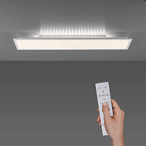 LED Panel flach, 100x25, dimmbare Decken-Lampe mit indirekter Deckenbeleuchtung | Farbtemperatur mit Fernbedienung einstellbar, warmweiß - kaltweiss | Decken-Leuchte für Wohnzimmer, Küche und Bad