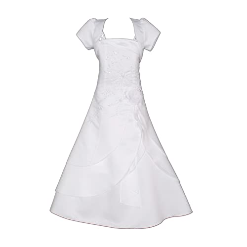 Cinda Mädchen Brautjungfer / Heilige Kommunion Kleid- 110-116 (5-6 Years), Weiß