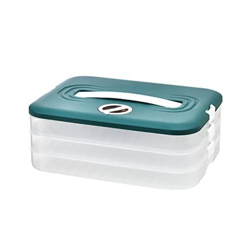 Lipeed Kühlschrank Aufbewahrungsbox mit Deckel, Lebensmittelaufbewahrungsboxen, Knödel Aufbewahrungsbox, Dumpling Box 3 geschichtete stapelbare Lebensmittelbehälter für Kühlschrank Küche