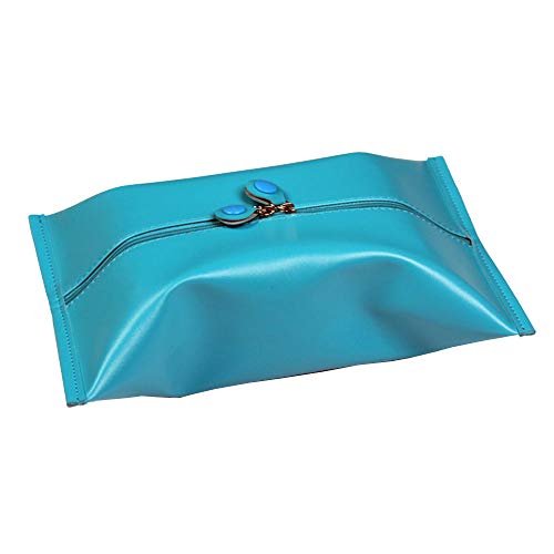 ZXGQF Tissue Box Soft Pu Hat Keine Angst Vor Sunburner Mit Hängendem Reißverschluss Papierhandtuchhalter Für Zuhause BüroAuto Dekoration Tissue Box Holder, Blau