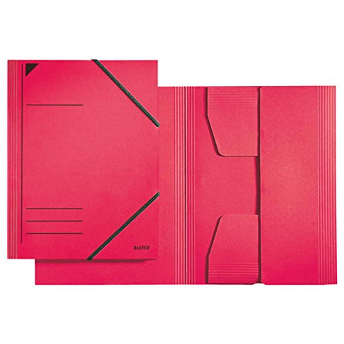 Leitz 3981 Eckspannermappe mit 3 vollflächig verklebten Klappen, A4, Füllhöhe 350 Blatt, Colorspankarton, vier Farben zur Auswahl (10, rot)
