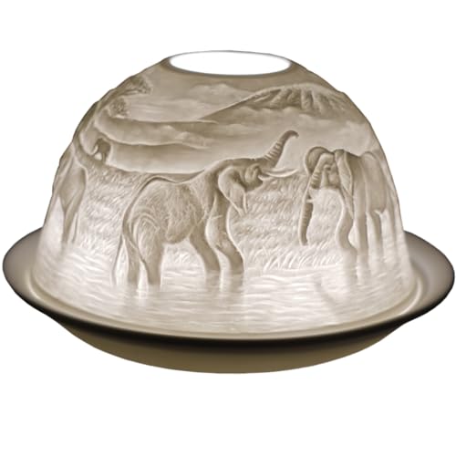 Cello Teelichthalter aus Porzellan – Elefant, ein atemberaubender Kerzenhalter, der ein 3D-Bild oder eine liebevolle Botschaft projiziert, wodurch der Geeignet für die Verwendung mit Teelichtern ist.