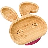 bamboo bamboo® Hase Baby Saugnapf-Teller, Standfeste Saug-Fütter-Teller, aus naturbelassenem Bambus