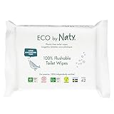 Eco by Naty, WC-freundliche Feuchttücher, 504 Stück (12x42 Tücher) pflanzliche kompostierbare Baby-Feuchttücher, 0% Plastik auf der Haut. Frei von gefährlichen Chemikalien