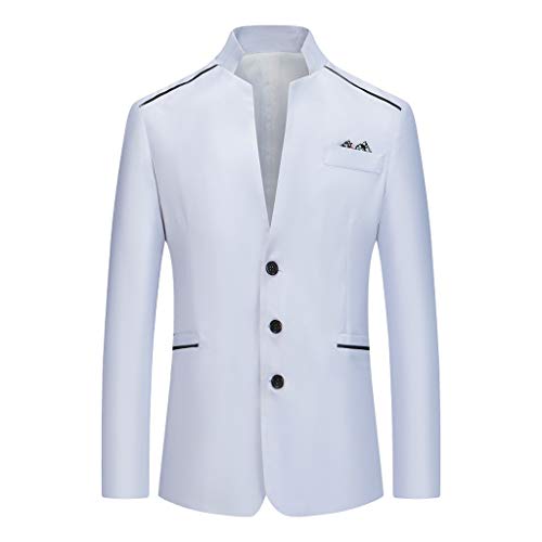Yowablo Herren Slim Anzugsakko Herren Anzugjacke Herren Sakko Sweatjacke Slim Fit Blazer Anzug Casual Jacke Modisch Freizeit Outwear (L,Weiß)