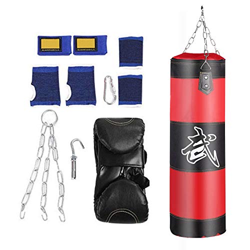 VGEBY1 Boxen Sandsack, Boxhaken Kick Kampf Tasche Fitness Trainingsgeräte(80cm-Rot)