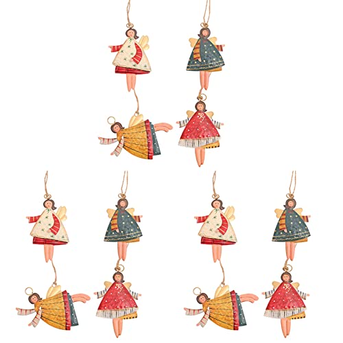 12 Stück Weihnachtsanhänger aus Metall, tanzender Engel, hängende Ornamente, Weihnachtsbaum, Puppe, Dekoration, Party