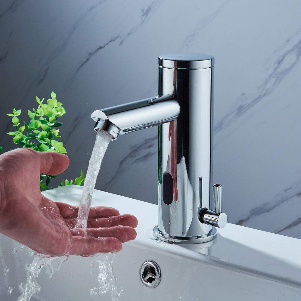 Badarmatur mit Infrarot Sensor YUNRUX Automatisch kalt heiß Waschbecken Wasserhahn Einhebel Mischbatterie Waschtisch Armatur Waschtischarmatur Einhandmischer Bad Faucet Wannen Armatur Badewanne