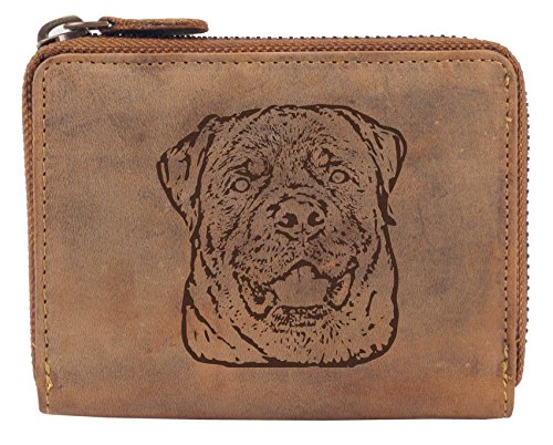 Greenburry Damen-Geldbörse mit Hunde-Motiv Rottweiler l Geschenkidee für Hundefreunde I Leder