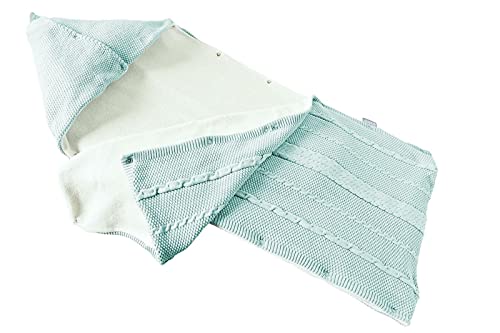 Ei Design Baby Schlafsack gestrickt aus 100% Baumwolle | Erstlingsdecke | Puckdecke Swaddle in hübscher Geschenk-Verpackung