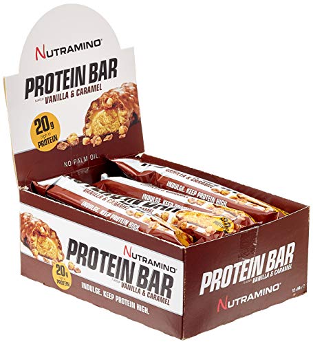 Nutramino Protein bar/Eiweiß Riegel (20g Eiweiß) Vanilla und Caramel EiweißRiegel, 1er Pack (12 x 64g)