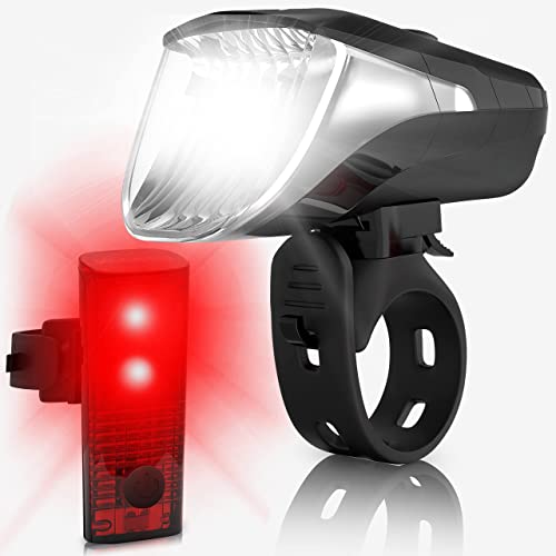 Velmia Fahrradlichter Set StVZO zugelassen mit USB Akku-Betrieb und 8,5h Leuchtdauer I LED Fahrradlicht Set regenfest und aufladbar I Fahrrad Licht, Fahrrad Zubehör, Fahrradlicht vorne + rücklicht