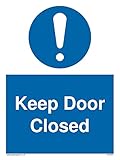 5 Stück – Keep Door Closed with oblatory exclamation Symbolschild – 150 x 200 mm – A5P