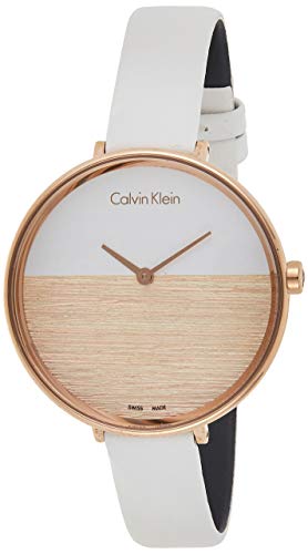 Calvin Klein Damen Analog Quarz Uhr mit Leder Armband K7A236LH
