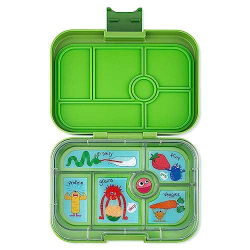 yumbox Original auslaufsichere Bento-Lunchbox für Kinder (Matcha Green (Funny Monsters Tablett))