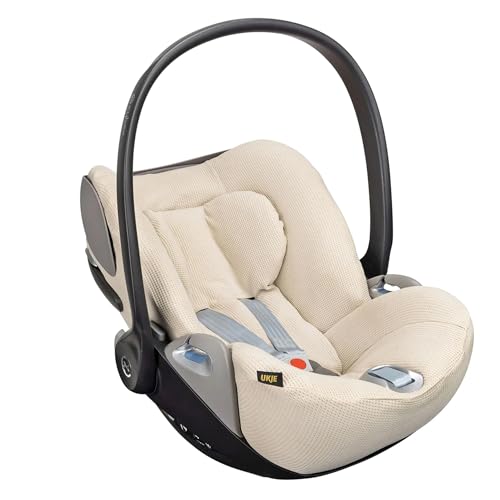 Ukje Bezug Kompatibel mit Cybex Cloud Z, Z2 & T i-size Autositz - Kindersitzbezug - Babyschale-Einlage – Neugeborenen-Stuhlbezug – Schutzhülle aus Baumwolle - Einfach zu installieren (Beige Wafel)