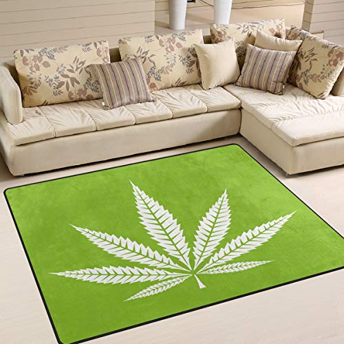 Use7 Weißer Cannabis-Hanf-Teppich für Wohnzimmer und Schlafzimmer, 203 cm x 147,3 cm