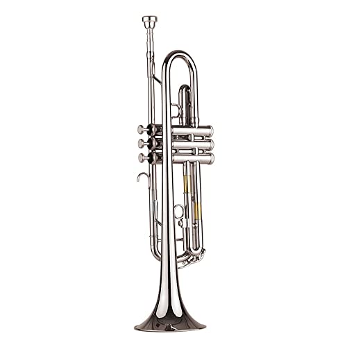 YIWENG Standard-B-Trompete, Messingmaterial, vernickeltes Blasinstrument mit Mundstück, Tragetasche, Handschuhen, Reinigungstuch,Trompete mit Mundstück