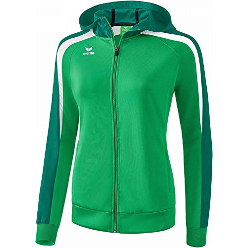 Erima Damen Liga 2.0 Trainingsjacke mit Kapuze Jacke, smaragd/Evergreen/Weiß, 46