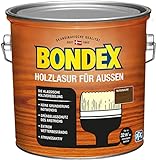 Bondex Holzlasur für Außen Nussbaum 2,5 L für 32 m² | Hoher Wetter- und UV-Schutz | Natürliches Abwittern - kein Abplatzen | seidenmatt | Holzschutzlasur | Holzlasur