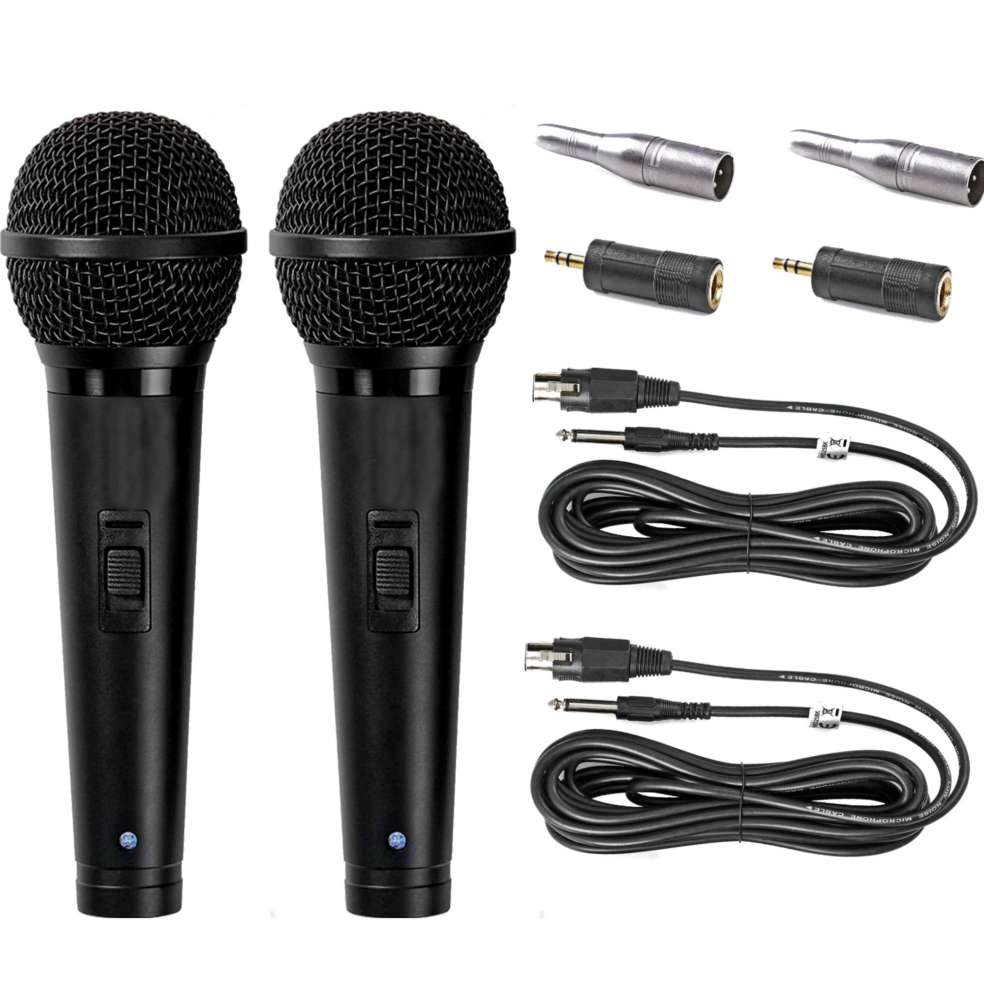 TronicXL 2 Stück Gesangsmikrofon Dynamisches Mikrofon 5 Meter Kabel mit 6,35mm + 3,5mm Klinkenstecker Klinke Stecker dynamisch dynamic