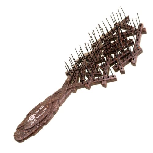 Head Jog 19 Kokosnussbürste Entwirrungsbürste aus Kokosnussschale - Haarbürsten für nasses oder trockenes Haar Sanfte und flexible Haarbürste für Damen und Herren in Kakao