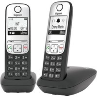 Gigaset A690 Duo - Schnurlostelefon mit Rufnummernanzeige - ECO DECTGAP - dreiweg Anruffunktion - Schwarz + zusätzliches Handset (L36852-H2810-B101)