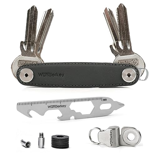 Wunderkey Ultimate Package Leder Schwarz (2-12 Schlüssel) – der Schlüssel-Organizer Made in Germany in Premium Qualität als Set mit Key-Organizer und Add-Ons