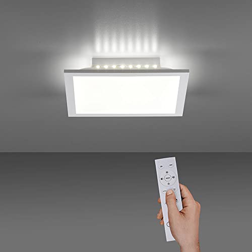 LED Panel flach, 30x30, dimmbare Decken-Lampe mit indirekter Deckenbeleuchtung | Farbtemperatur mit Fernbedienung einstellbar, warmweiss - kaltweiss | Decken-Leuchte für Wohnzimmer, Küche und Bad