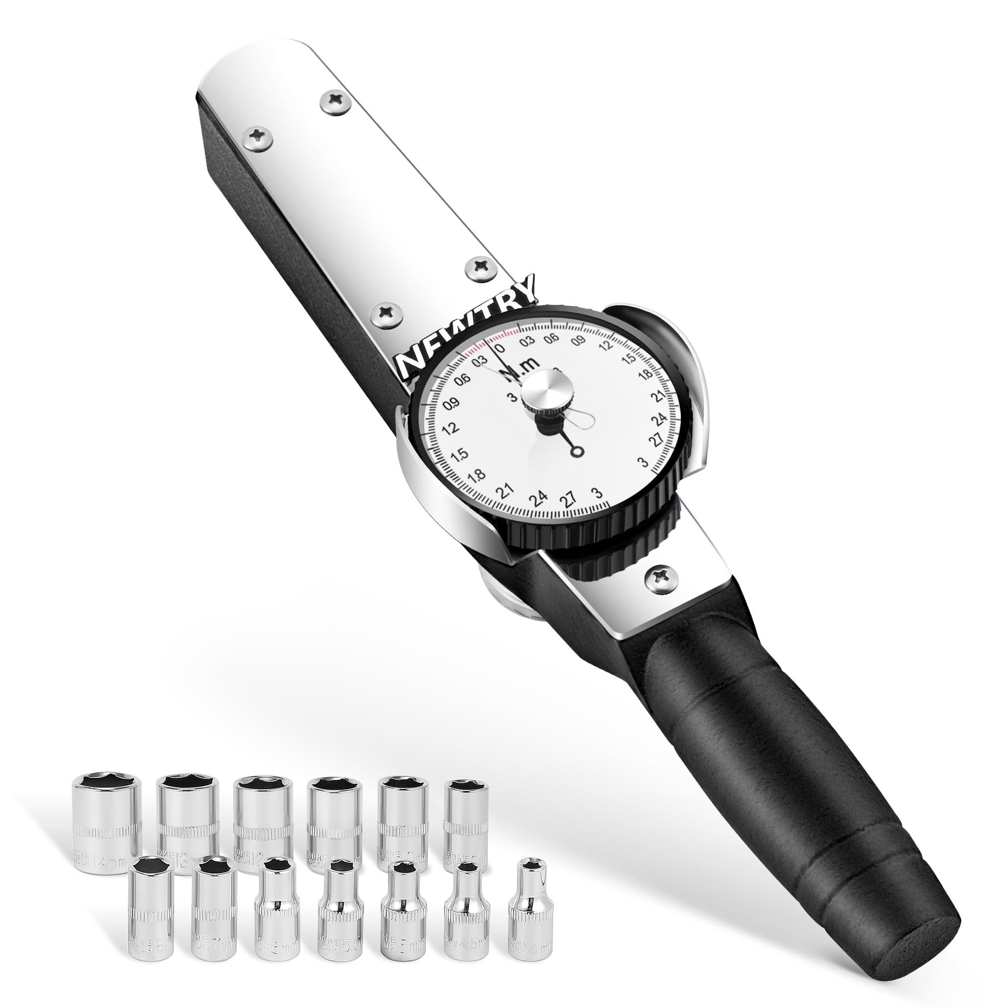 NEWTRY Drehmomentschlüssel Dynamometer Drehmomentmesser Digitaler Zeiger Kraftmessgerät (0.3-3Nm)