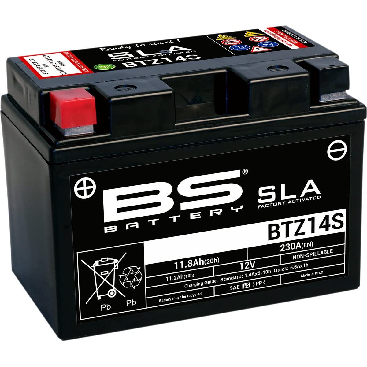BS Battery 300638 BTZ14S AGM SLA Motorrad Batterie, Schwarz, 150 * 86 * 110 cm