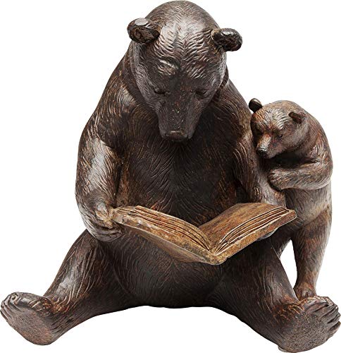 Kare Design Deko Objekt Reading Bears, Wohnzimmer Dekoration im Kolonialstil, Bärenfamilie Deko Braun, Dekoobjekt Animal, Polyresin (H/B/T) 18x20x15,5cm