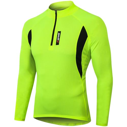 MEETWEE Herren Radtrikot Fahrradtrikot Langarm, Fahrradbekleidung Radshirt Fahrradshirts für Männer, Atmungsaktive Cycling Jersey Schnell Trocknen Radsport Bekleidung