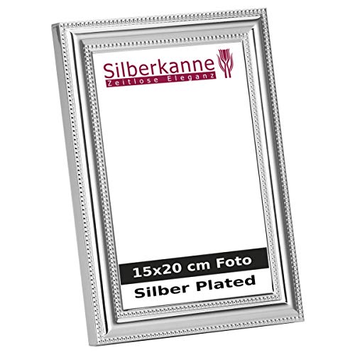 SILBERKANNE Bilderrahmen Perl Dekor 15x20 cm Foto Premium Silber Plated edel versilbert in Top Verarbeitung
