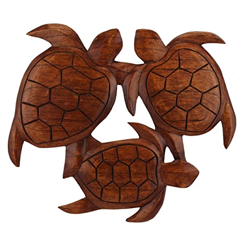 Wasserschildkröten Holz Wandrelief