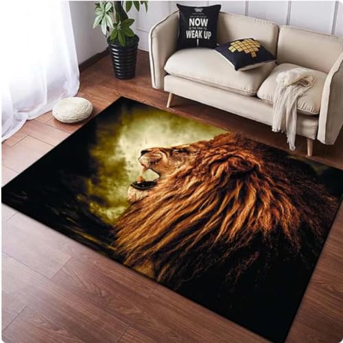 ZAMOUX Löwe Panther Tiere 3D-Gedruckter Teppich Für Wohnzimmer Großer Teppich Spielmatte Schlafzimmer Kinderzimmer Heimdekoration 120x160cm