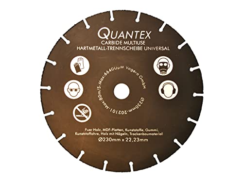 Hartmetall Flexscheibe für Holz von QUANTEX 230mm - Winkelschleifer Multi Wheel Trennscheibe zum Schneiden von Holz, Kunststoff und Plastik.