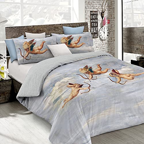 Italian Bed Linen Bettbezug, Doppelte, 100% Baumwolle, Multicolor SD60, DOPPEL