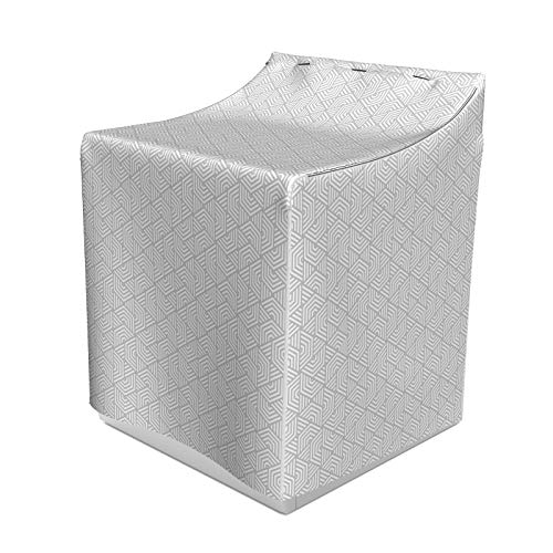 ABAKUHAUS grau Geometric Waschmaschienen und Trockner, Einfache Lattice Graphic Design mit Streifen und Linien Monochrom-Tile, Bezug Dekorativ aus Stoff, 70x75x100 cm, Pale Grau Weiß