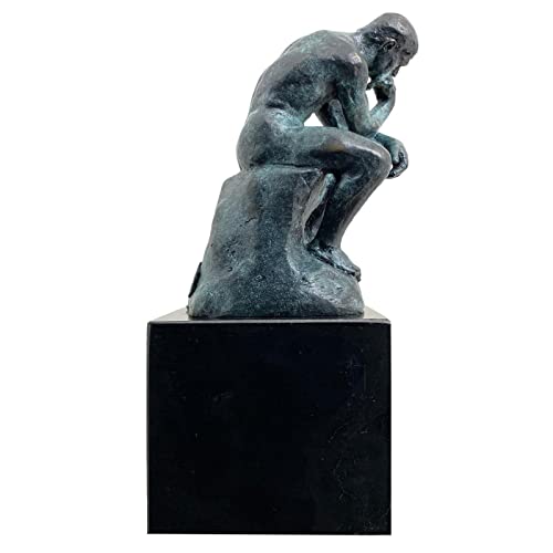 aubaho Bronze der Denker Mann Bronzeskulptur Bronzefigur nach Rodin coloriert Replik