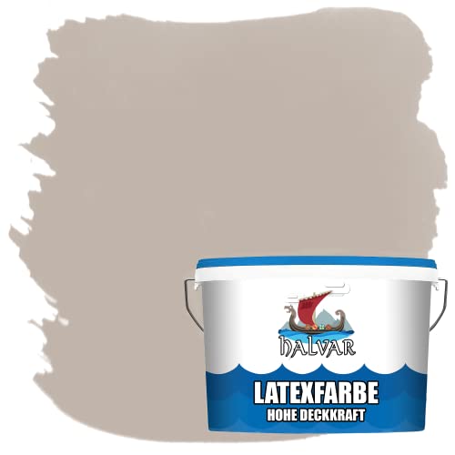 Halvar Latexfarbe hohe Deckkraft Weiß & 100 Farbtöne - abwischbare Wandfarbe für Küche, Bad & Wohnraum Geruchsarm, Abwischbar & Weichmacherfrei (10 L, Cappuccino)