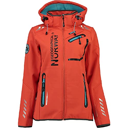 Geographical Norway Damen Softshell Funktions Outdoor Regen Jacke Sport (M, Orange)