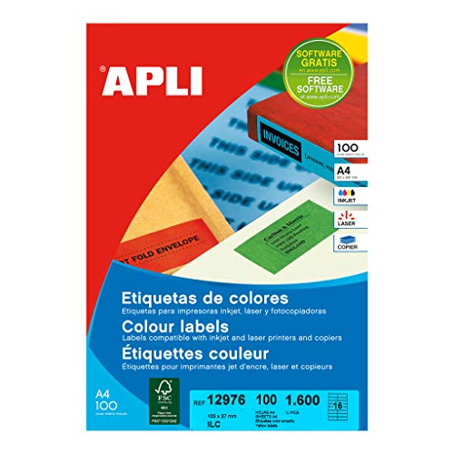 APLI 12976 - Permanent gelb Etikett 105,0 x 37,0 mm 100 Blätter