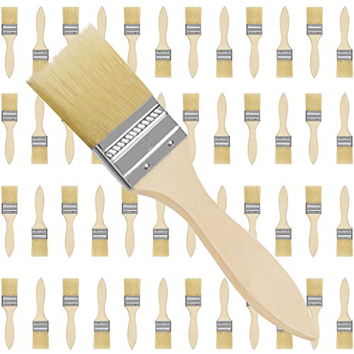 Kurtzy Pinselset 5,08 cm (48 Stk) – Profi Malerpinsel Set Holz Pinsel, Pinsel Set für Farbe, Lack, Beizen, Klebstoff - Pinselset Maler, Lasurpinsel Set, Lackpinsel Set für Malerbedarf, Streichen, DIY