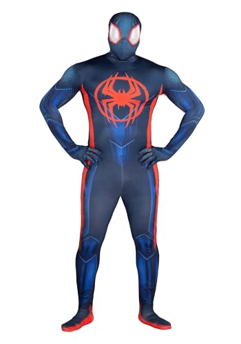 Marvel Spider-Verse 2 Miles Morales Zentai Anzug Kostüm für Erwachsene, Schwarz, XL