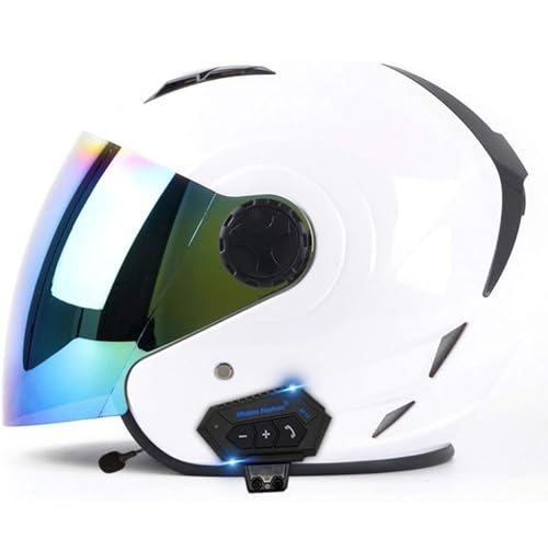 Offener Bluetooth-Helm Jethelm 3/4-Motorradhelm Mit Drop-Down-Visier Jet-Helm Lautsprecher Und Mikrofon Passend Für Motorrad Cruiser Chopper DOT/ECE-Geprüft 12,XL