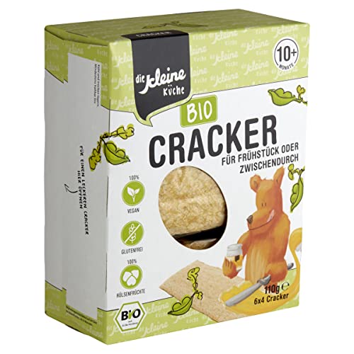 die Kleine Küche VEGAN Biologische Glutenfrei BIO Cracker 100% Hülsenfrüchte 110g ab 10+ Monate in praktische Portionsverpackungen (6 x 4 Cracker)